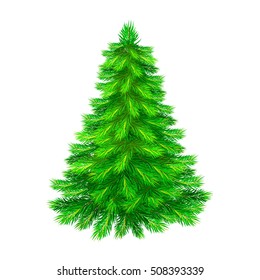 beautiful decorated Christmas tree isolated on white background