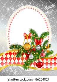 Beautiful decorated Christmas tree with space for text