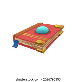 Beautiful decorated old book on white background. Cartoon vector illustration.