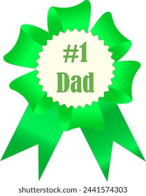 Beautiful decoration to Father’s Day with green award ribbon and lettering Number One Dad