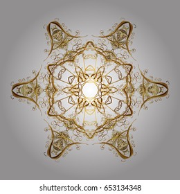 Beautiful decoration. Hand-drawn vector illustration of isolated stylized snowflakes. Symbol of winter. Isolated watercolor golden snowflakes on white background.