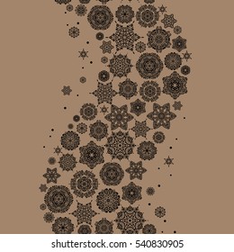 Beautiful decoration. Isolated watercolor snowflakes on beige background. Symbol of winter. Hand-drawn vector illustration of isolated stylized snowflakes.