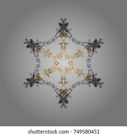 Beautiful decoration. Isolated watercolor snowflakes on gray, brown and neutral colors. Symbol of winter. Vector illustration with gray, brown and neutral isolated snowflakes.