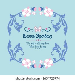 Beautiful Decoration of leaf and floral frame, for love spring greeting card wallpaper design. Vector