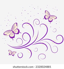 Beautiful decoration with lines and butterfly