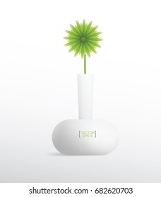 Beautiful decoration plant in flower pot for interior design and decoration. Vector natural object for install in working space area.