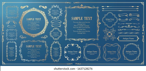Beautiful decoration set, antique frame, vintage design material