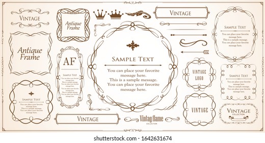 
Beautiful decoration set, antique frame, vintage design material
