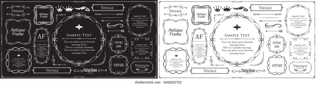 
Beautiful decoration set, antique frame, vintage design material
