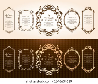 Beautiful decoration set, antique frame, vintage design material