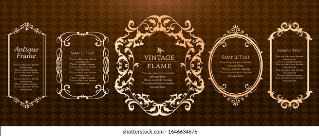 Beautiful decoration set, antique frame, vintage design material