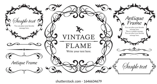 Beautiful decoration set, antique frame, vintage design material