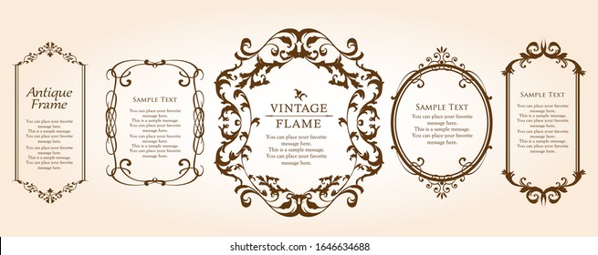 Beautiful decoration set, antique frame, vintage design material