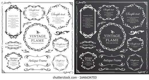 Beautiful decoration set, antique frame, vintage design material
