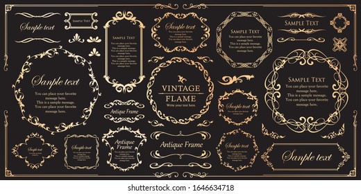 Beautiful decoration set, antique frame, vintage design material