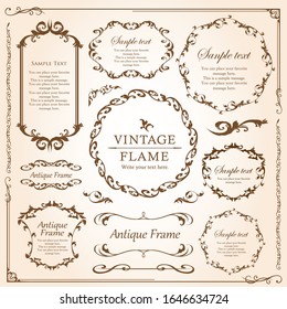 Beautiful decoration set, antique frame, vintage design material