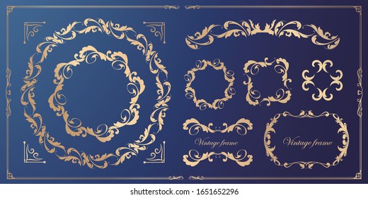Beautiful decoration set, antique frame, vintage design material