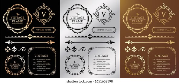 Beautiful decoration set, antique frame, vintage design material
