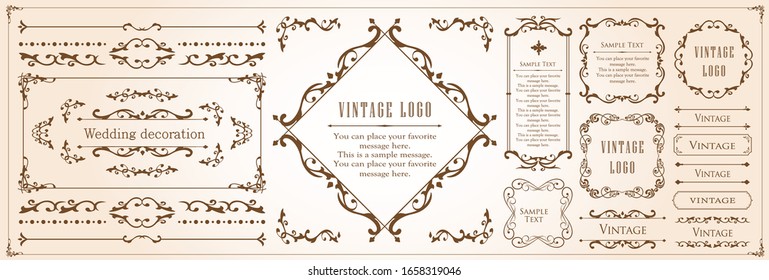 Beautiful decoration set, antique frame, vintage design material