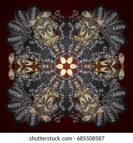 Beautiful decoration. Symbol of winter. Vector illustration with isolated snowflake. Isolated watercolor snowflakes on red background.