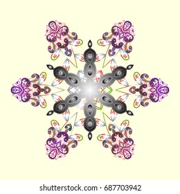 Beautiful decoration. Symbol of winter. Vector illustration with isolated snowflakes. Isolated watercolor snowflakes on colorful background.