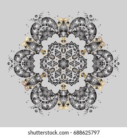 Beautiful decoration. Symbol of winter. Vector illustration with isolated snowflakes. Isolated watercolor snowflakes on gray background.