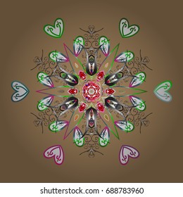Beautiful decoration. Symbol of winter. Vector illustration with isolated snowflake. Isolated watercolor snowflakes on colorful background.
