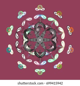 Beautiful decoration. Symbol of winter. Vector illustration with isolated snowflake. Isolated watercolor snowflakes on colored background.