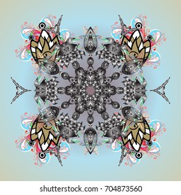 Beautiful decoration. Symbol of winter. Vector illustration with isolated snowflake. Isolated watercolor snowflakes on colored background.