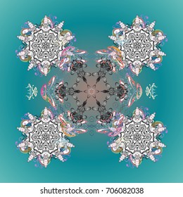 Beautiful decoration. Symbol of winter. Vector illustration with isolated snowflake. Isolated watercolor snowflakes on colored background.