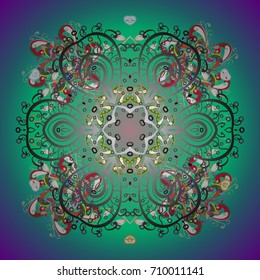 Beautiful decoration. Symbol of winter. Vector illustration with isolated snowflakes. Isolated watercolor snowflakes on colored background.
