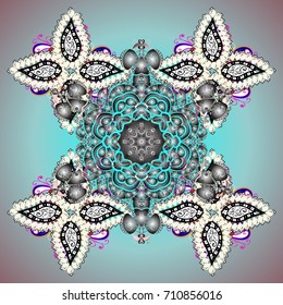 Beautiful decoration. Symbol of winter. Vector illustration with isolated snowflakes. Isolated watercolor snowflakes on background.