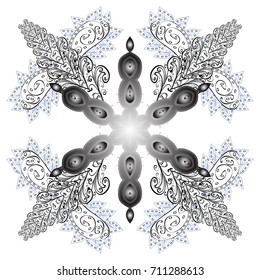 Beautiful decoration. Symbol of winter. Vector illustration with isolated snowflakes. Isolated watercolor snowflakes on colored background.