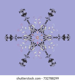 Beautiful decoration. Symbol of winter. Vector illustration with neutral, gray and white isolated snowflakes. Isolated watercolor snowflakes on neutral, gray and white colors.