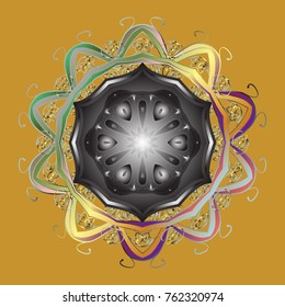 Beautiful decoration. Symbol of winter. Vector illustration with yellow, gray and neutral isolated snowflakes. Isolated watercolor snowflakes on yellow, gray and neutral colors.