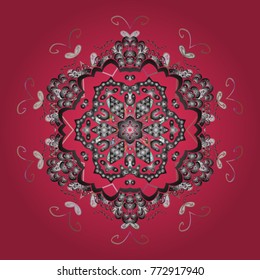 Beautiful decoration. Symbol of winter. Vector illustration with pink, gray and white isolated snowflake. Isolated watercolor snowflakes on pink, gray and white colors.