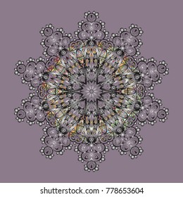 Beautiful decoration. Symbol of winter. Vector illustration with neutral, gray and beige isolated snowflakes. Isolated watercolor snowflakes on neutral, gray and beige colors.