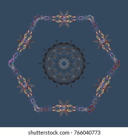 Beautiful decoration. Vector illustration with blue, gray and brown isolated snowflake. Isolated watercolor snowflakes on blue, gray and brown colors. Symbol of winter.