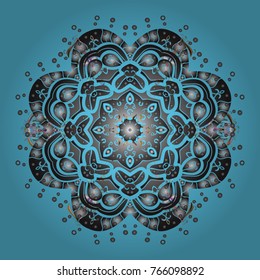 Beautiful decoration. Vector illustration with blue, gray and brown isolated snowflake. Isolated watercolor snowflakes on blue, gray and brown colors. Symbol of winter.
