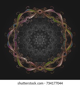 Beautiful decoration. Vector illustration with gray, beige and brown isolated snowflakes. Isolated watercolor snowflakes on gray, beige and brown colors. Symbol of winter.