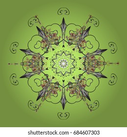 Beautiful decoration. Vector illustration with isolated snowflake. Isolated watercolor snowflakes on colorful background. Symbol of winter.