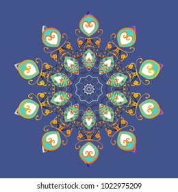 Beautiful decoration. Vector illustration with violet, gray and blue isolated snowflake. Isolated watercolor snowflakes on violet, gray and blue colors. Symbol of winter.