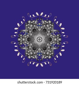 Beautiful decoration. Vector illustration with violet, gray and neutral isolated snowflake. Isolated watercolor snowflakes on violet, gray and neutral colors. Symbol of winter.