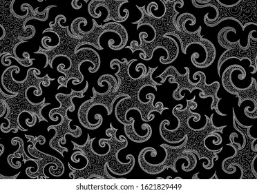 Beautiful decorative abstract vector seamless pattern with figured linear ornaments