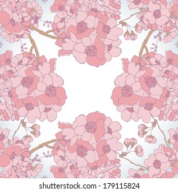 Beautiful decorative background with cherry blossom.  Illustration for greeting cards, invitations, and other printing and web projects.