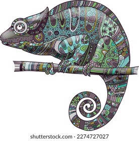 A beautiful decorative chameleon. Vector file for designs.