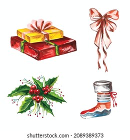 Hermoso diseño de tarjetas de elementos navideños decorativos