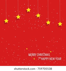 Beautiful decorative christmas pattern with snowfall . Christmas paper card with hanging toy. Vector illustration. Abstract vector background. Vector illustration.