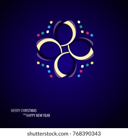 
Beautiful decorative christmas pattern with snowfall. Christmas paper card with hanging toy. Christmas Eve. Abstract vector background. Vector illustration.