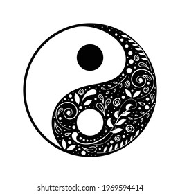 Beautiful Decorative Doodle Yin Yang Symbol Stock Vector (Royalty Free ...